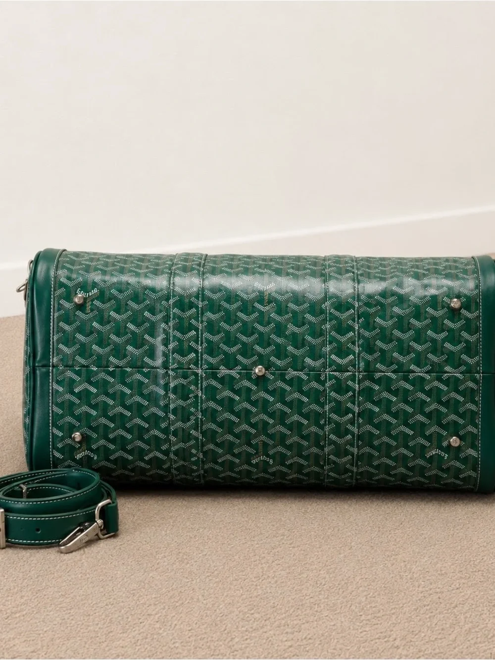 Green Patterned duffel bag